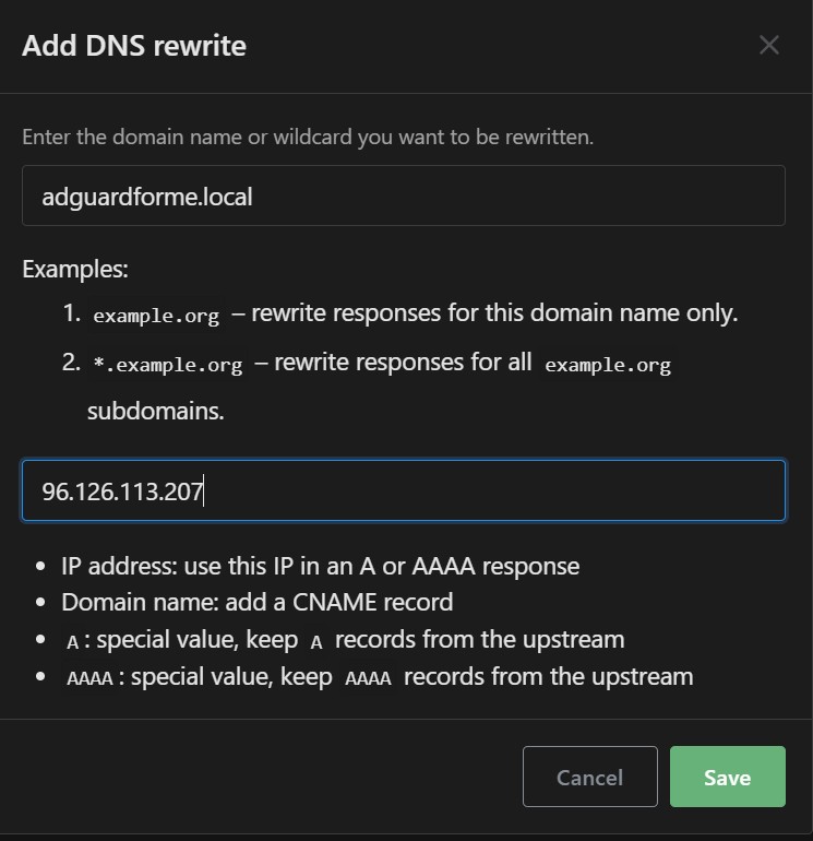 DNS rewrites